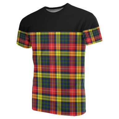 Scottish Buchanan Modern Clan Tartan T-Shirt Horizontal Style Front Side Tartan Plaid