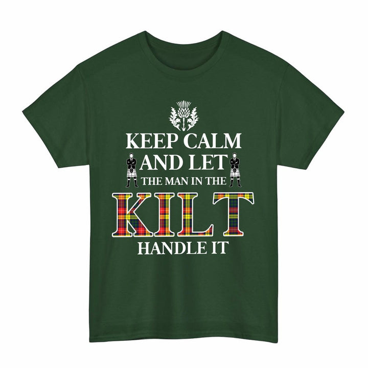 Scottish Buchanan Modern Clan Tartan T-Shirt - Keep Calm Tartan Plaid Forest Green Color