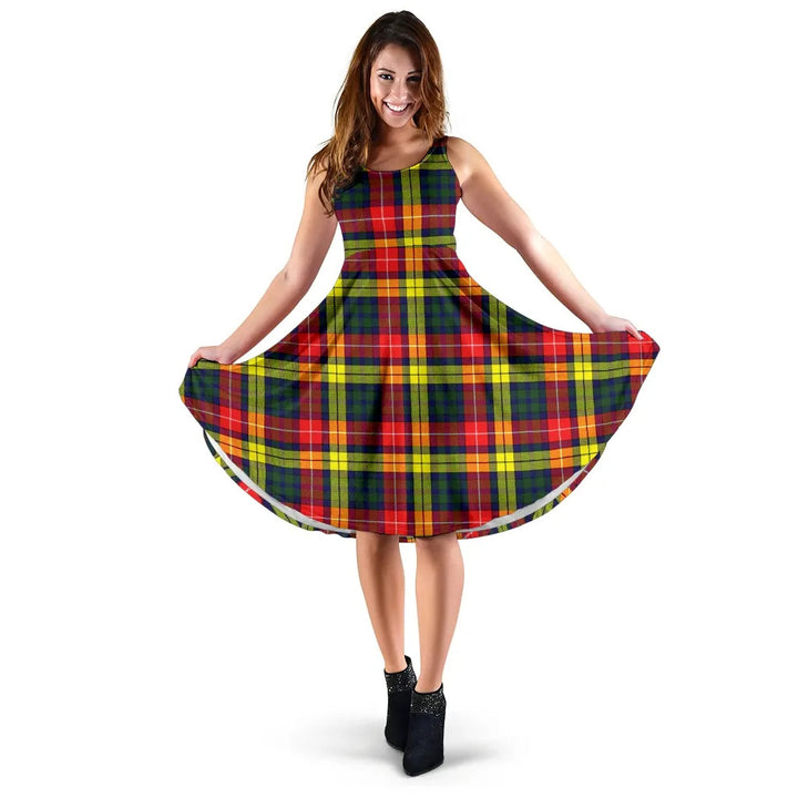 Scottish Buchanan Modern Clan Tartan Women Midi Dress