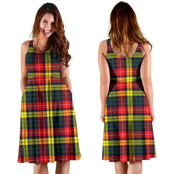 Scottish Buchanan Modern Clan Tartan Women Midi Dress
