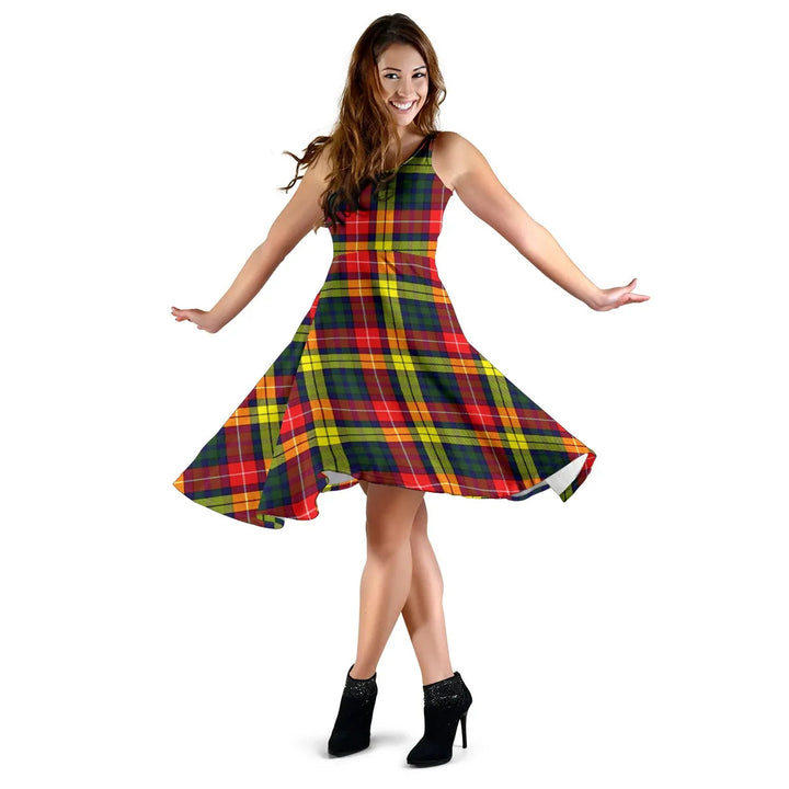 Scottish Buchanan Modern Clan Tartan Women Midi Dress