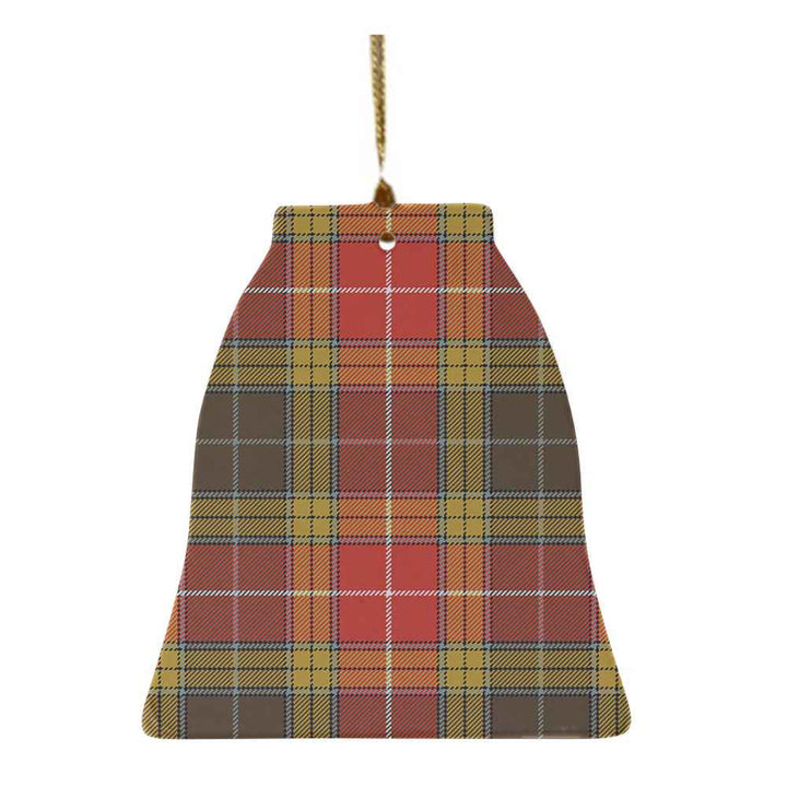 Scottish Buchanan Old Set Weathered Clan Tartan Ceramic Ornament Bell Shape Tartan Plaid