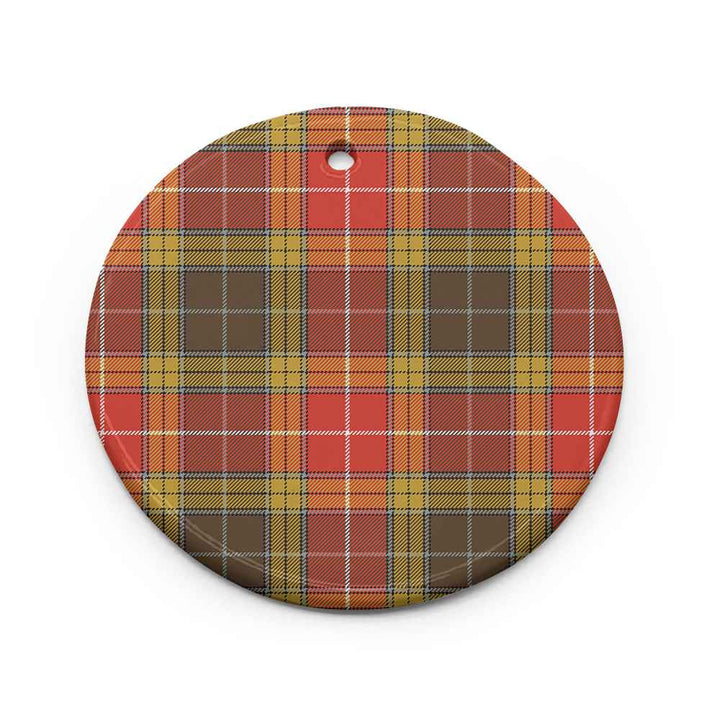 Scottish Buchanan Old Set Weathered Clan Tartan Ceramic Ornament Circle Shape Tartan Plaid