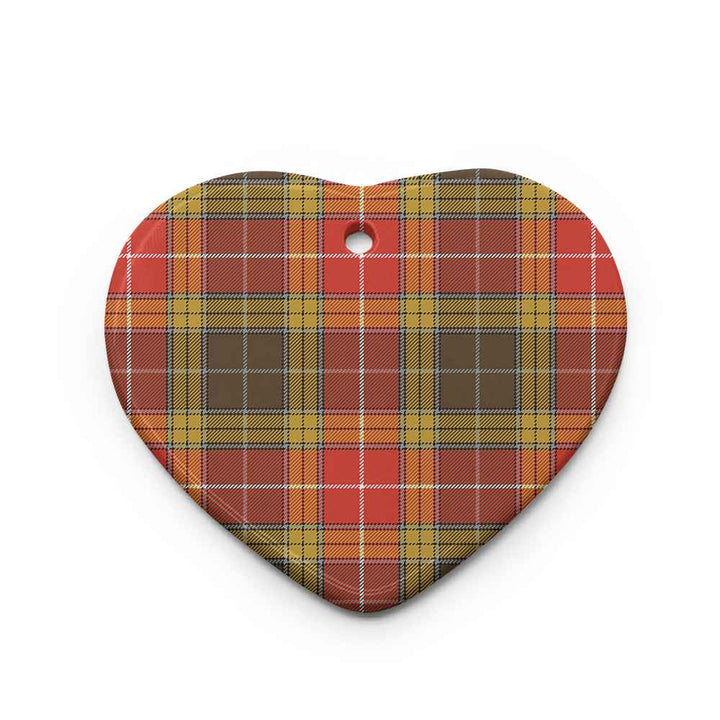 Scottish Buchanan Old Set Weathered Clan Tartan Ceramic Ornament Heart Shape Tartan Plaid