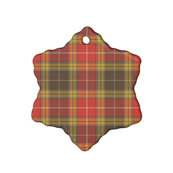 Scottish Buchanan Old Set Weathered Clan Tartan Ceramic Ornament Snow Flake Shape Tartan Plaid