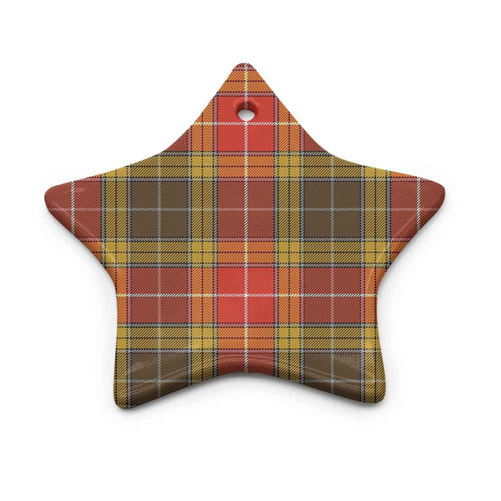 Scottish Buchanan Old Set Weathered Clan Tartan Ceramic Ornament Star Shape Tartan Plaid