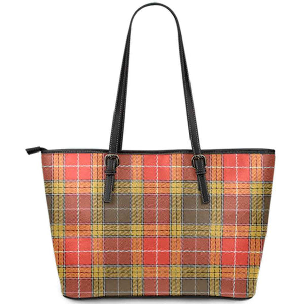 Scottish Buchanan Old Set Weathered Clan Tartan Leather Tote Tartan Plaid