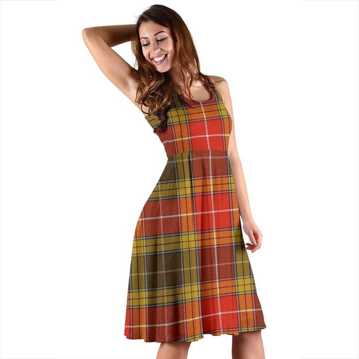 Scottish Buchanan Old Set Weathered Clan Tartan Women Midi Dress