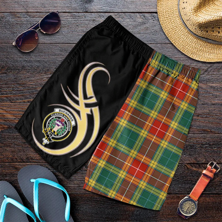 Scottish Buchanan Old Sett Clan Crest Tartan Believe in Me Men's Shorts