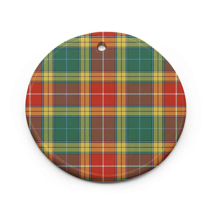 Scottish Buchanan Old Sett Clan Tartan Ceramic Ornament Circle Shape Tartan Plaid