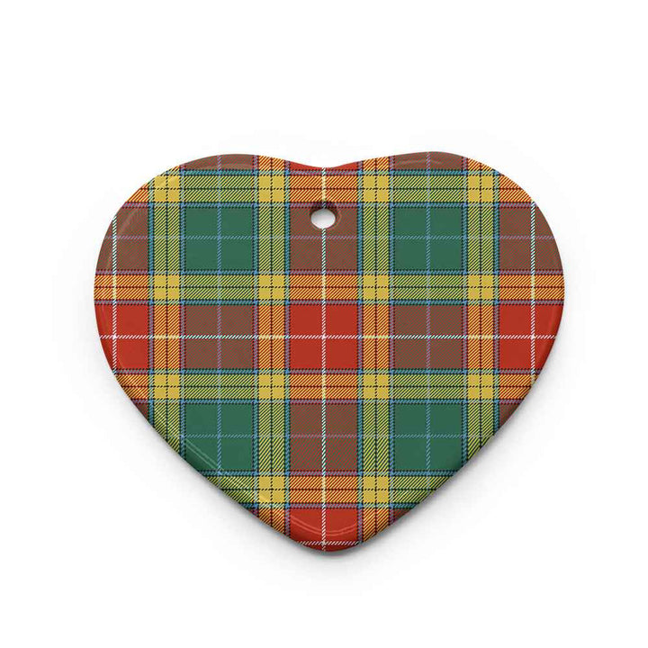 Scottish Buchanan Old Sett Clan Tartan Ceramic Ornament Heart Shape Tartan Plaid