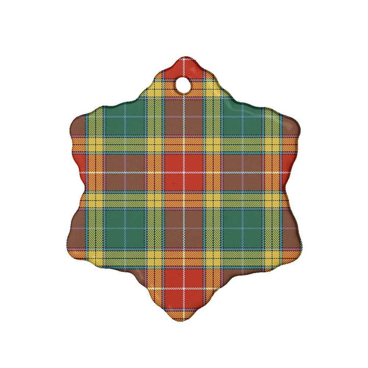 Scottish Buchanan Old Sett Clan Tartan Ceramic Ornament Snow Flake Shape Tartan Plaid
