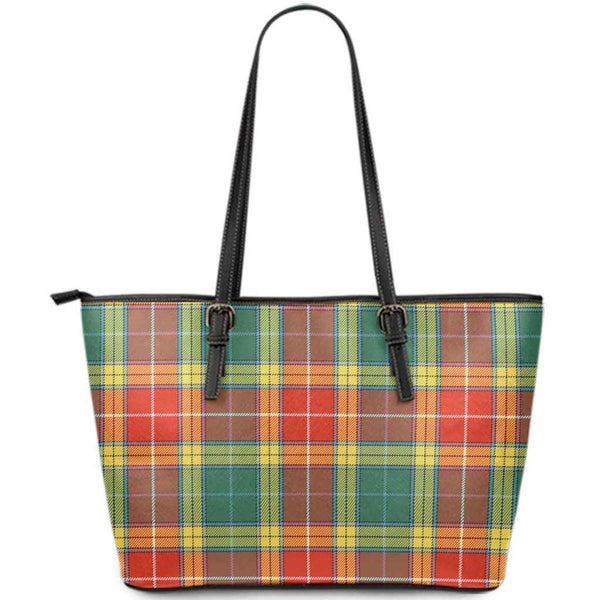 Scottish Buchanan Old Sett Clan Tartan Leather Tote Tartan Plaid