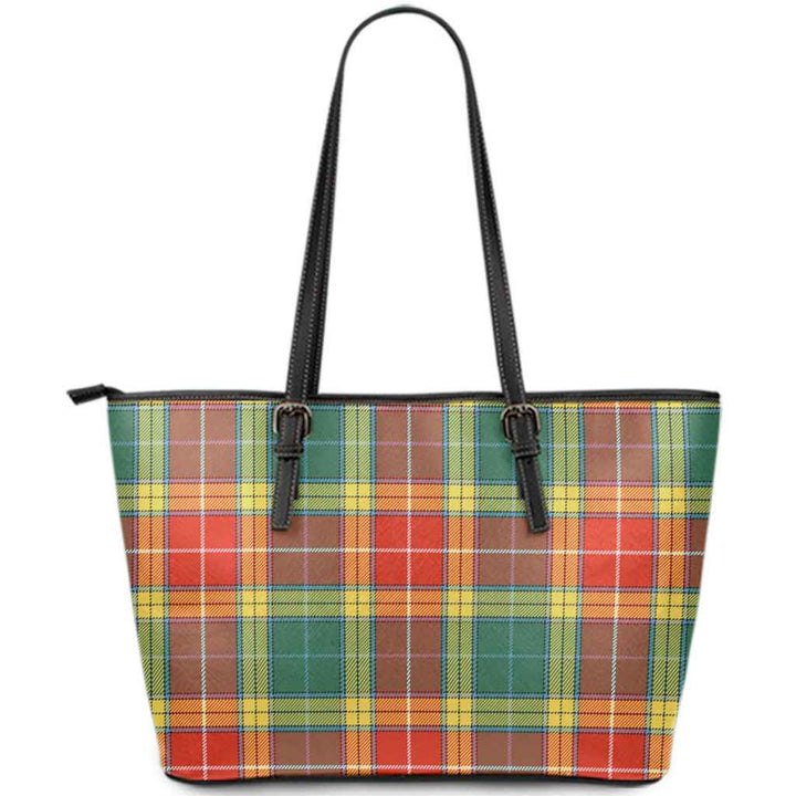 Scottish Buchanan Old Sett Clan Tartan Leather Tote Tartan Plaid