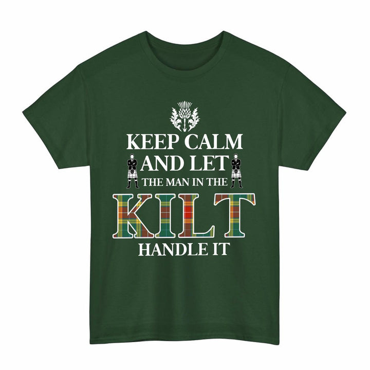 Scottish Buchanan Old Sett Clan Tartan T-Shirt - Keep Calm Tartan Plaid Forest Green Color