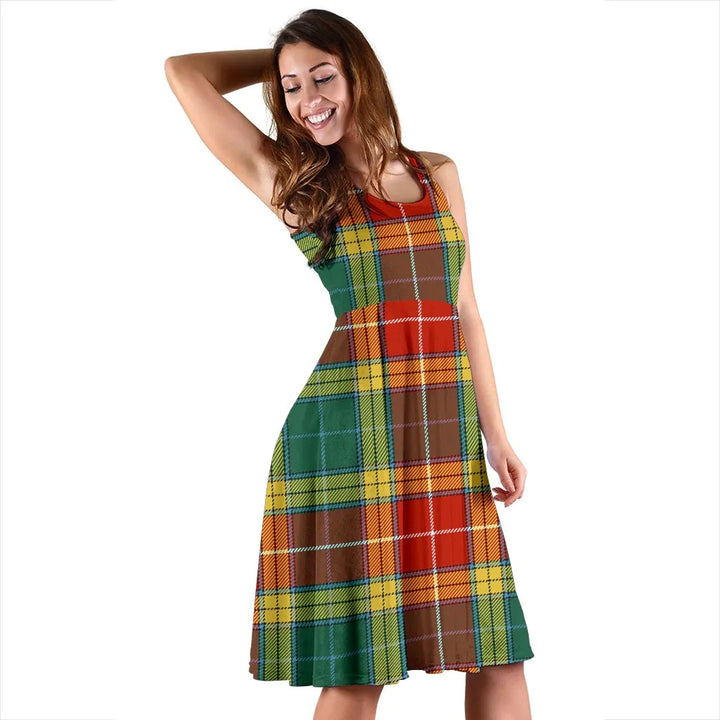 Scottish Buchanan Old Sett Clan Tartan Women Midi Dress