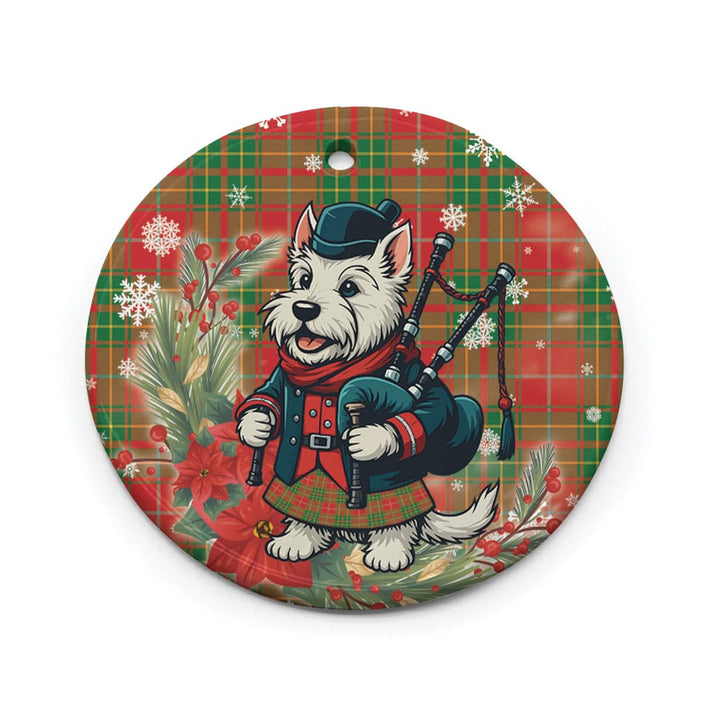 Scottish Burnett Ancient Clan Tartan Ceramic Ornament Cute Scottish Terrier Dog Circle Style Tartan Plaid