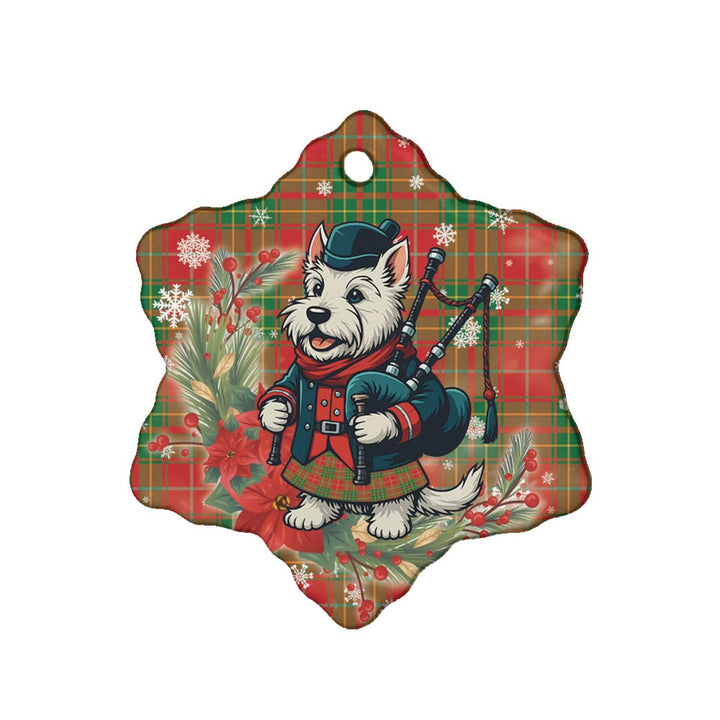 Scottish Burnett Ancient Clan Tartan Ceramic Ornament Cute Scottish Terrier Dog Snow Flake Style Tartan Plaid