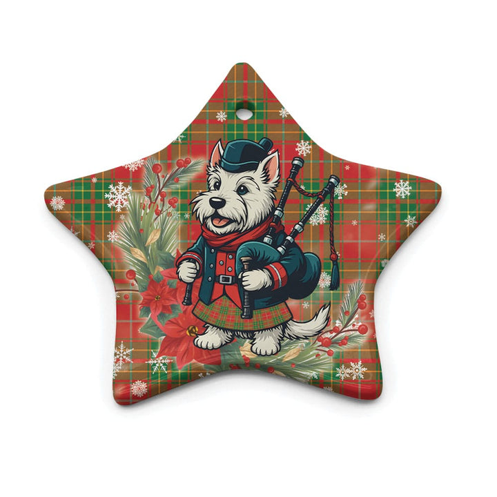 Scottish Burnett Ancient Clan Tartan Ceramic Ornament Cute Scottish Terrier Dog Star Style Tartan Plaid