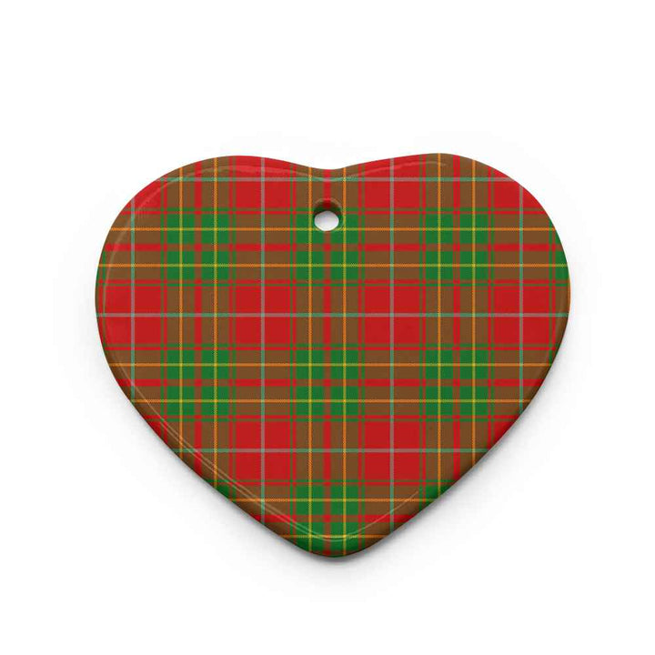 Scottish Burnett Ancient Clan Tartan Ceramic Ornament Heart Shape Tartan Plaid