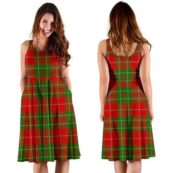 Scottish Burnett Ancient Clan Tartan Women Midi Dress