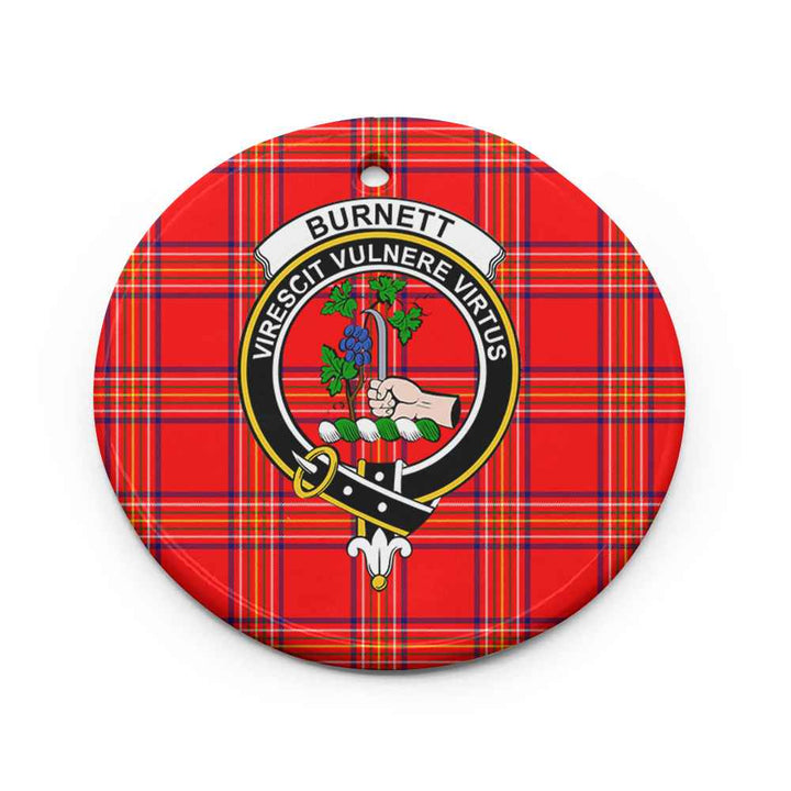 Scottish Burnett Clan Crest Tartan Ceramic Ornament Circle Shape Tartan Plaid