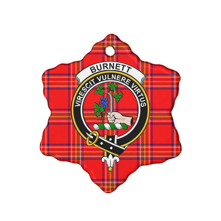 Scottish Burnett Clan Crest Tartan Ceramic Ornament Snow Flake Shape Tartan Plaid