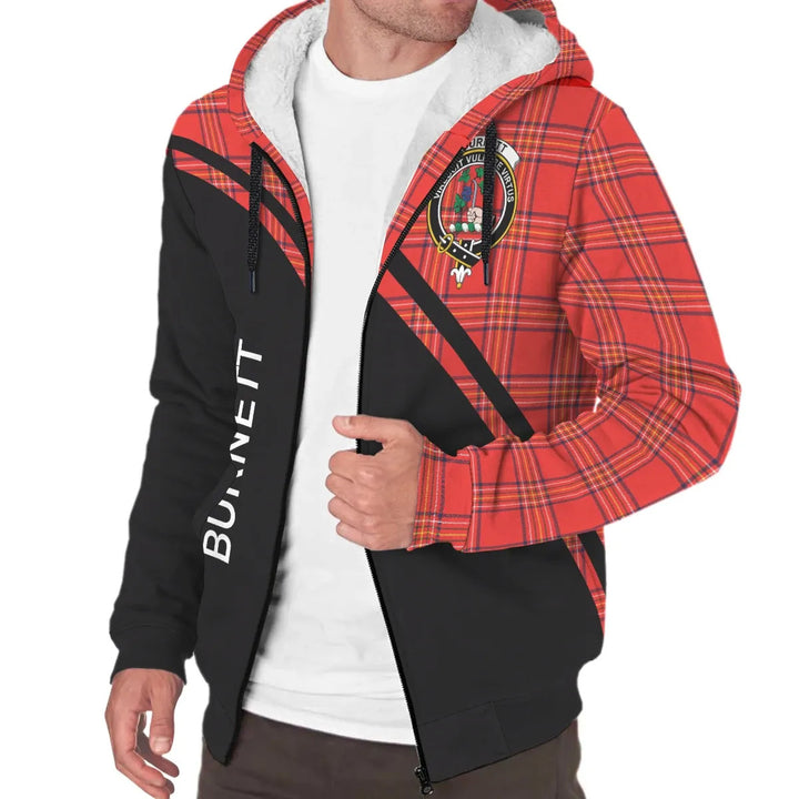 Scottish Burnett Clan Crest Tartan Curve Sherpa Hoodie