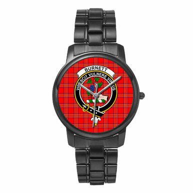 Scottish Burnett Clan Crest Tartan Folding Clasp Steel Quartz Watches Tartan Plaid Black 1