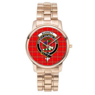 Scottish Burnett Clan Crest Tartan Folding Clasp Steel Quartz Watches Tartan Plaid Rose Gold 1