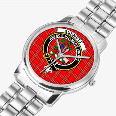 Scottish Burnett Clan Crest Tartan Folding Clasp Steel Quartz Watches Tartan Plaid Silver 2