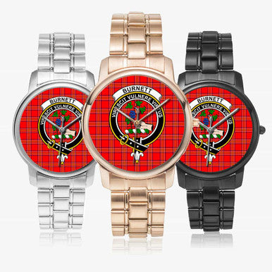 Scottish Burnett Clan Crest Tartan Folding Clasp Steel Quartz Watches Tartan Plaid All
