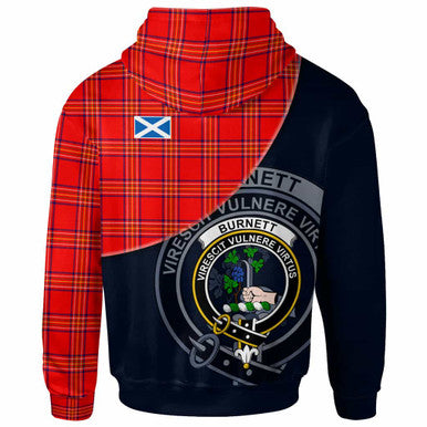 Scottish Burnett Clan Crest Tartan Hoodie - Bend Style Back Side Tartan Plaid
