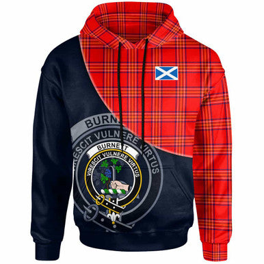 Scottish Burnett Clan Crest Tartan Hoodie - Bend Style Front Side Tartan Plaid