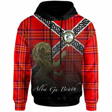 Scottish Burnett Clan Crest Tartan Hoodie - Scotland Lion Front Side Tartan Plaid