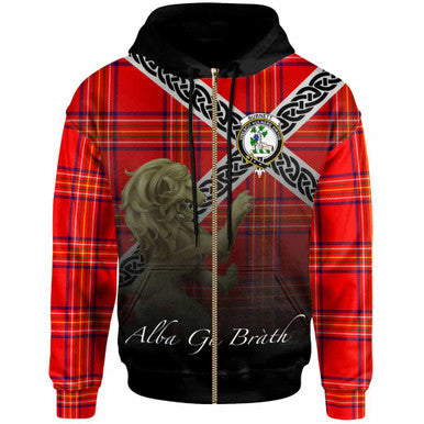 Scottish Burnett Clan Crest Tartan Hoodie - Scotland Lion Zip-up Tartan Plaid