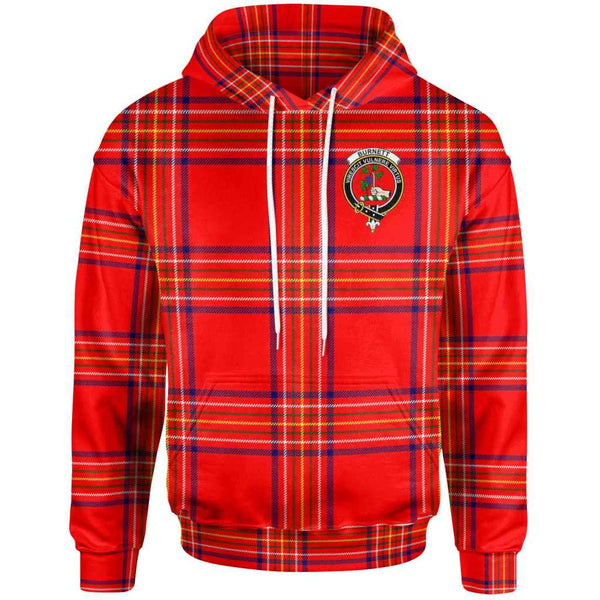 Scottish Burnett Clan Crest Tartan Hoodie Front Side Tartan Plaid