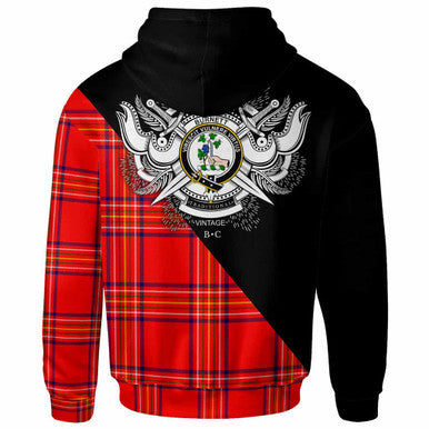 Scottish Burnett Clan Crest Tartan Hoodie - Military Logo Back Side Tartan Plaid