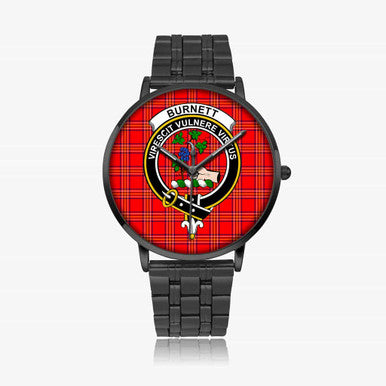 Scottish Burnett Clan Crest Tartan Instafamous Steel Quartz Watches Tartan Plaid Black 1
