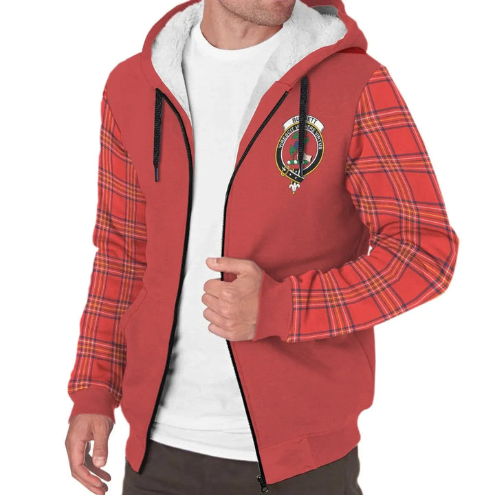 Scottish Burnett Clan Crest Tartan Plaid Sleeve Sherpa Hoodie