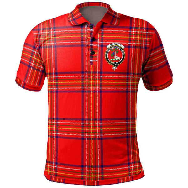 Scottish Burnett Clan Crest Tartan Polo Shirt Front Side Tartan Plaid