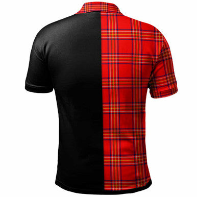 Scottish Burnett Clan Crest Tartan Polo Shirt - Half in Me Back Side Tartan Plaid