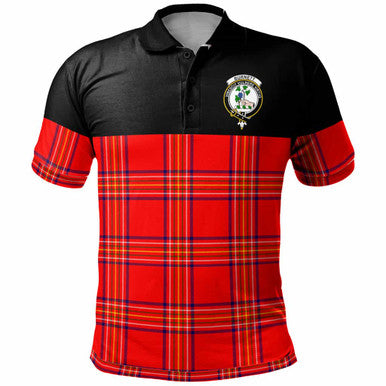 Scottish Burnett Clan Crest Tartan Polo Shirt - Horizontal Style Front Side Tartan Plaid
