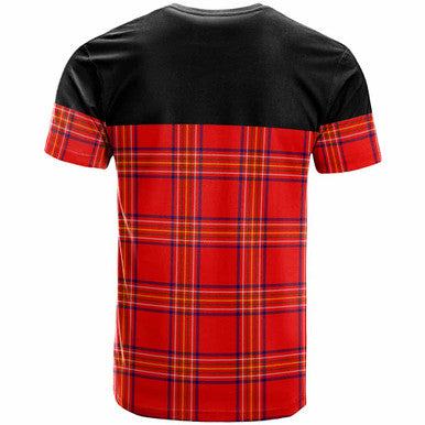 Scottish Burnett Clan Crest Tartan T-Shirt - Horizontal Style Back Side Tartan Plaid