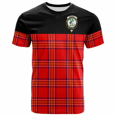 Scottish Burnett Clan Crest Tartan T-Shirt - Horizontal Style Front Side Tartan Plaid