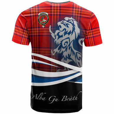 Scottish Burnett Clan Crest Tartan T-Shirt - Scotland Lion Back Side Tartan Plaid
