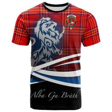 Scottish Burnett Clan Crest Tartan T-Shirt - Scotland Lion Front Side Tartan Plaid