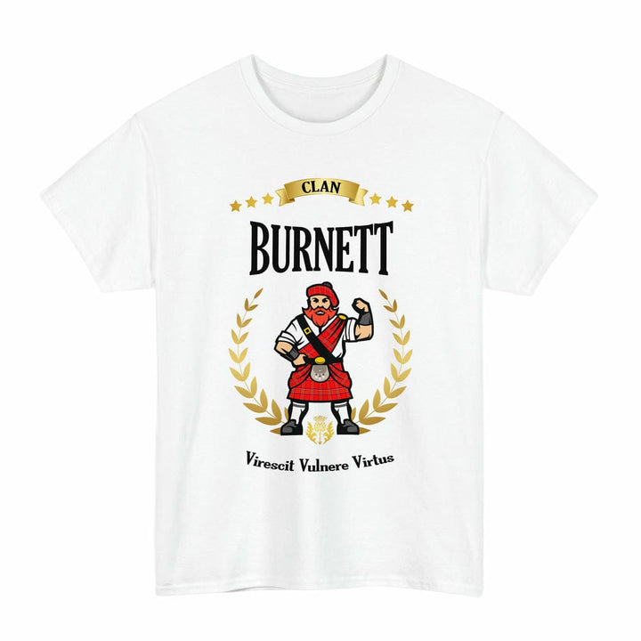 Scottish Burnett Clan Tartan T-Shirt - Motto Scotsman Tartan Plaid White Color