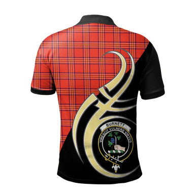Scottish Burnett Modern Clan Crest Tartan Polo Shirt Believe in Me Back Side Tartan Plaid