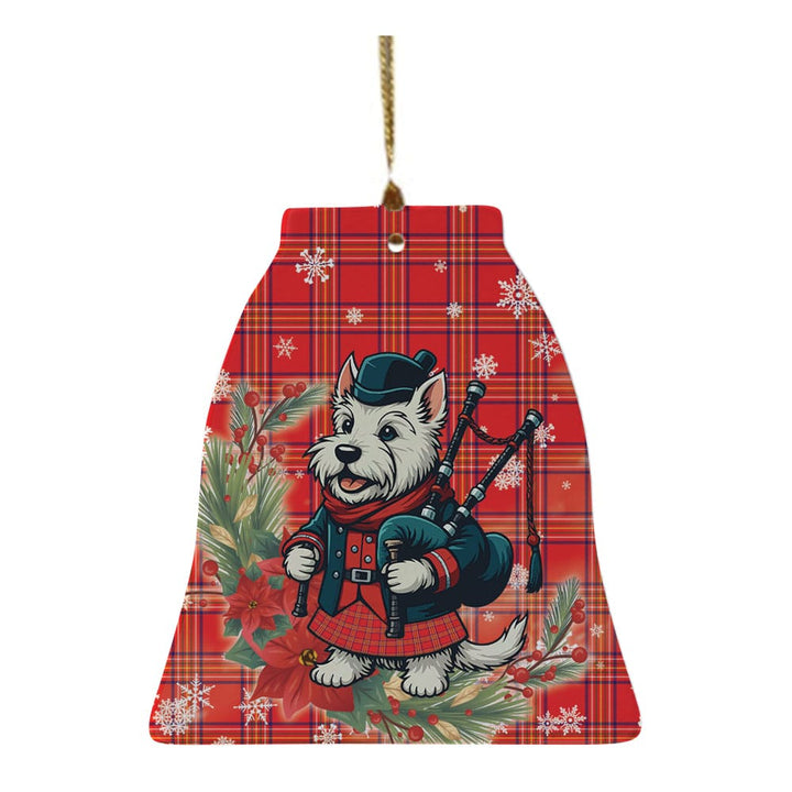 Scottish Burnett Modern Clan Tartan Ceramic Ornament Cute Scottish Terrier Dog Bell Style Tartan Plaid